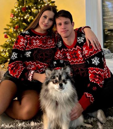 Adam Hlozek and his girlfriend Veronika on Christmas